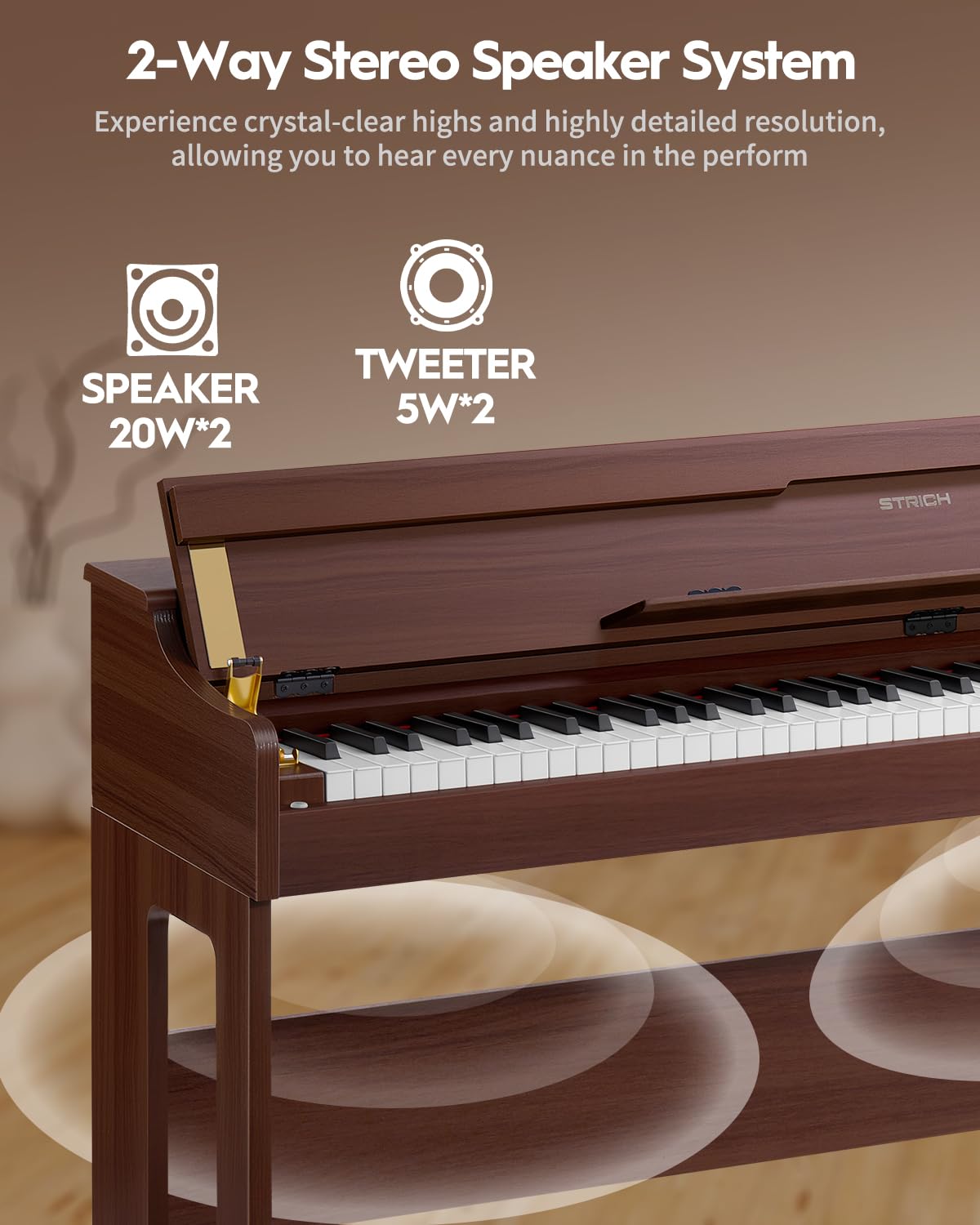 88 Keys Hammer-Action Fully Weighted Digital Piano with Furniture Stand F671374