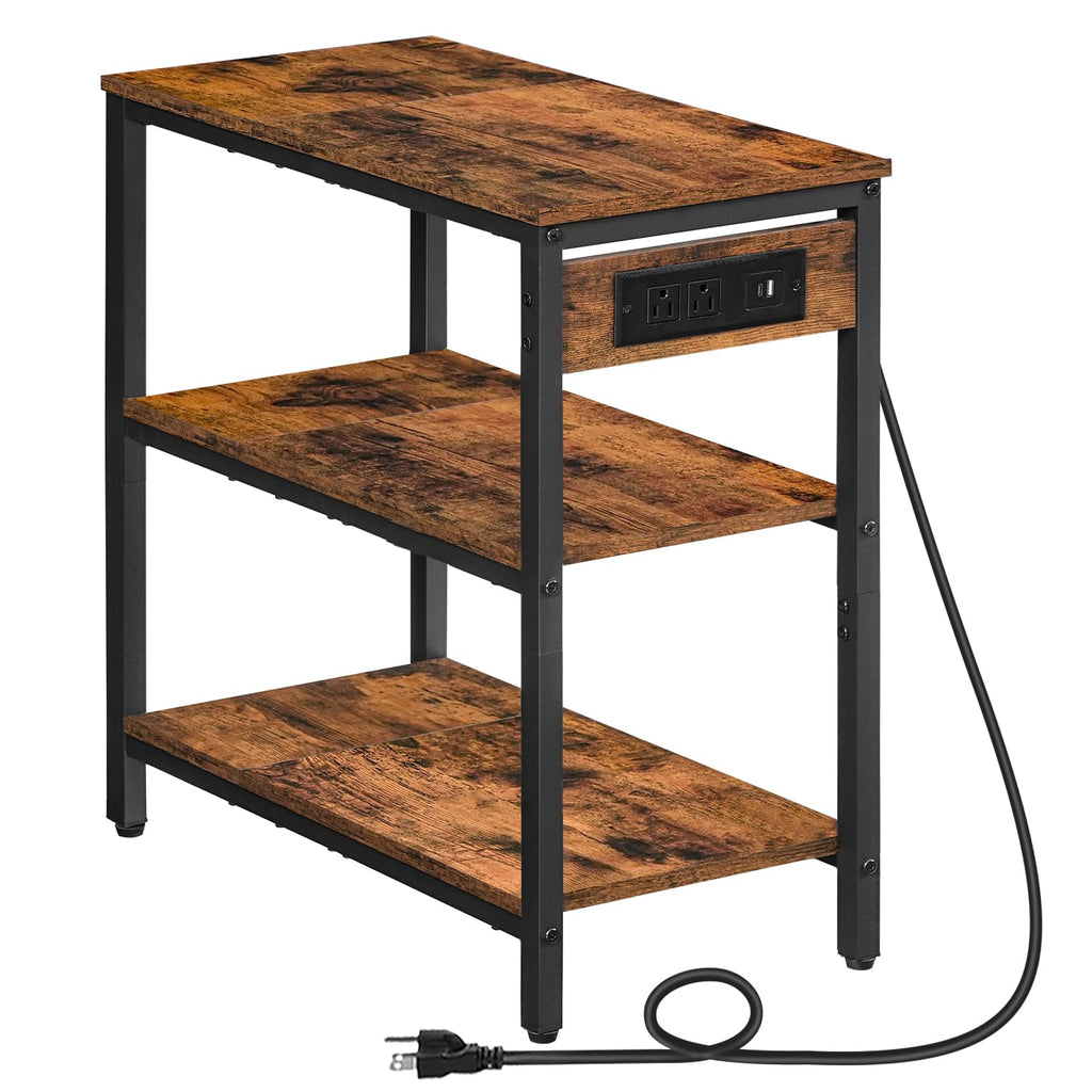 Charging Station End Table with 3 Tier Storage Shelf L83968