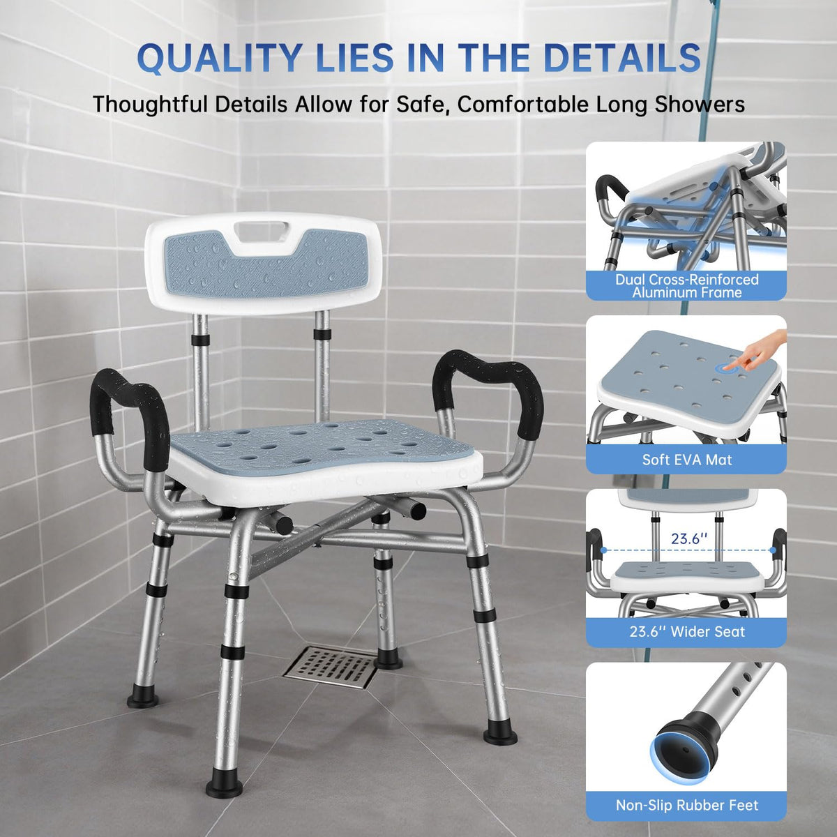 Shower Chair with Arms and Back A55007