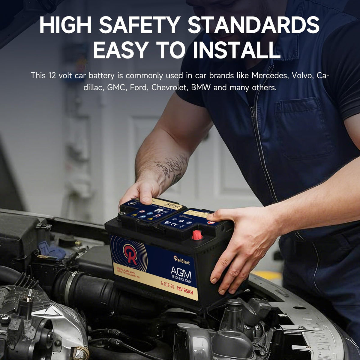 12V 95AH H8 Group 49 AGM Car Battery A9512