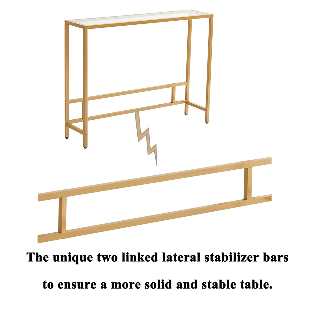 Small Modern Console Table Tempered Glass Metal Frame K788197