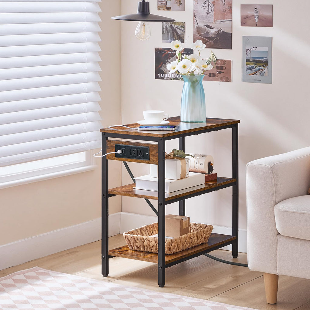Charging Station End Table with 3 Tier Storage Shelf L83968
