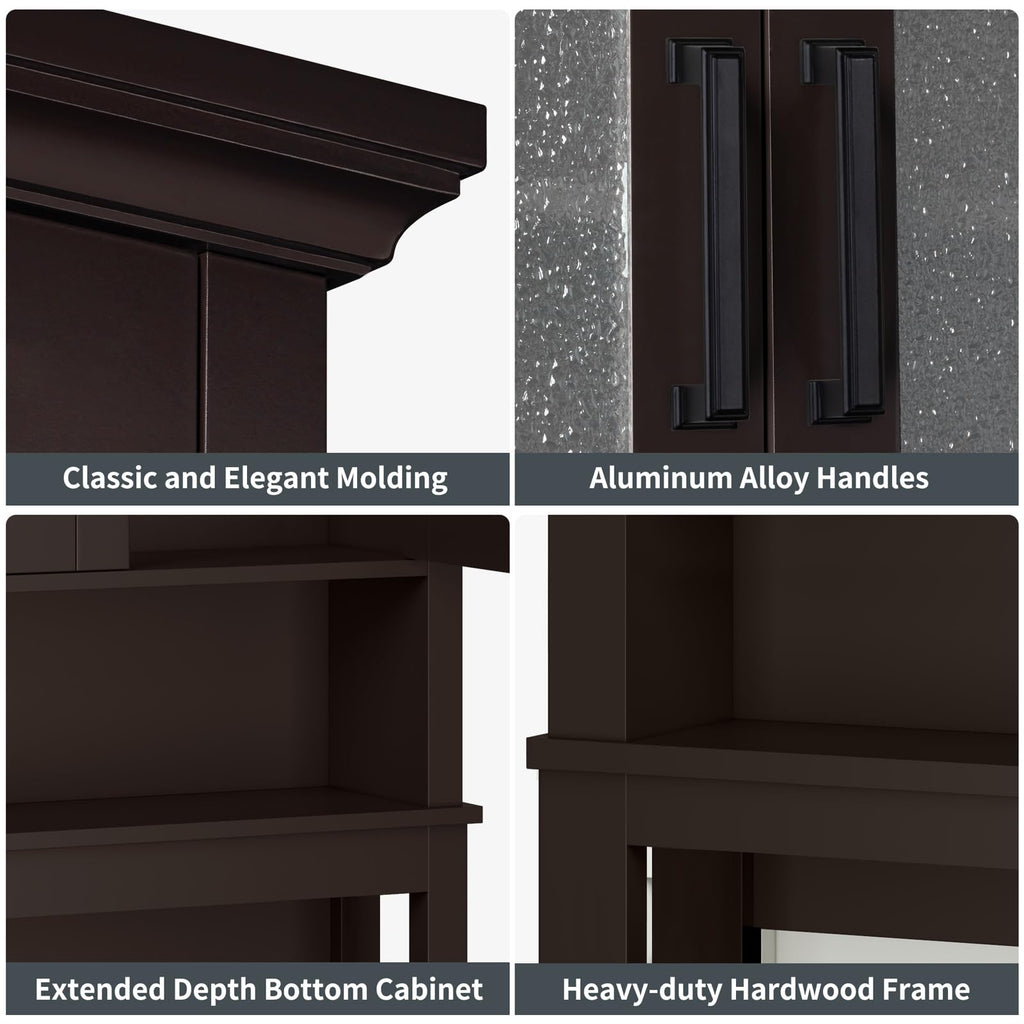 Over Toilet Storage Cabinet with Glass Doors and Adjustable Shelf N7517