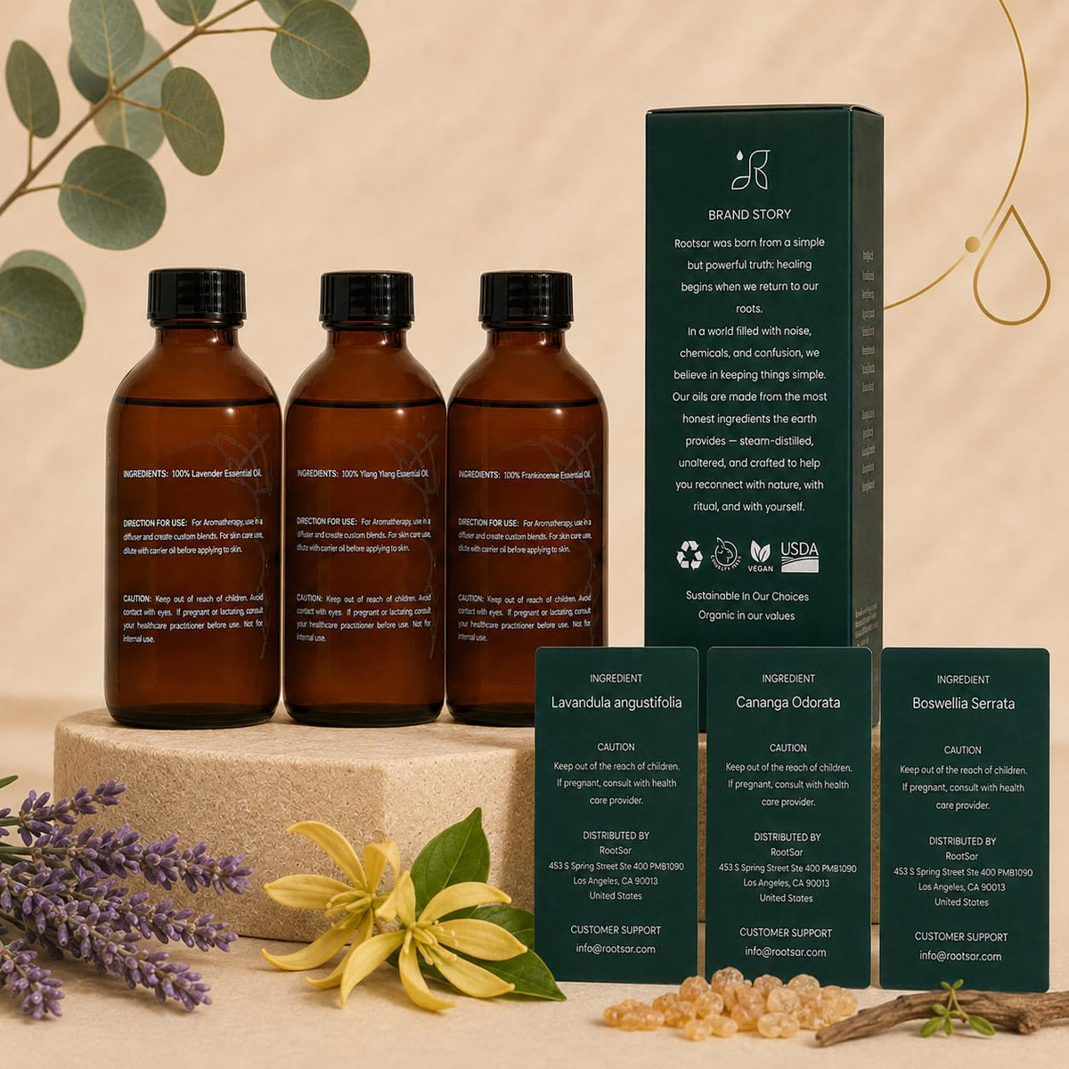 3 Pack Lavender Ylang Ylang Frankincense Essential Oils 4 Fl Oz N985