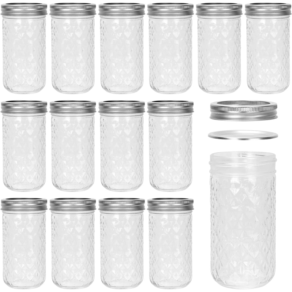 12 oz Regular Mouth Glass Mason Jar 15 Pack D226746
