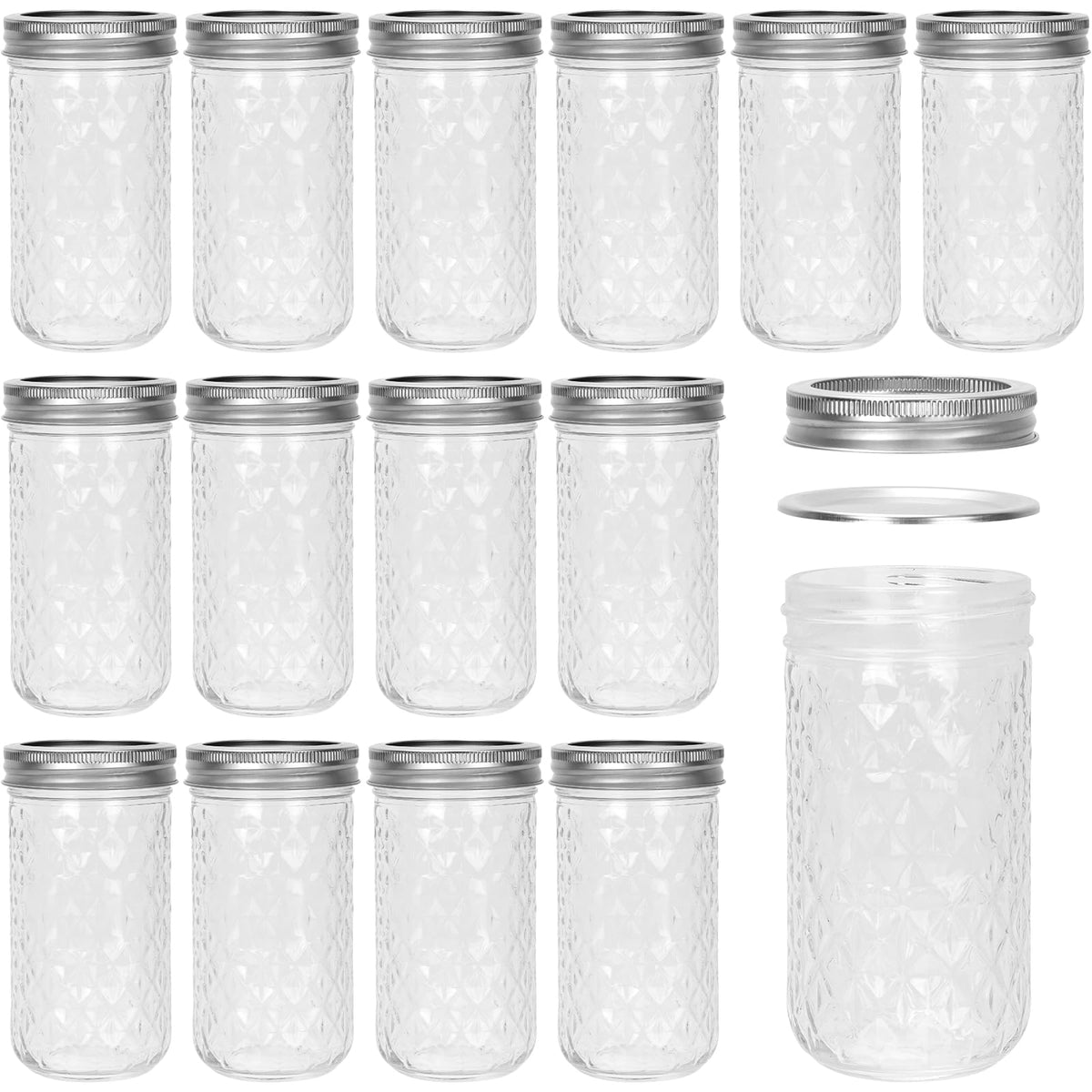 12 oz Regular Mouth Glass Mason Jar 15 Pack D226746