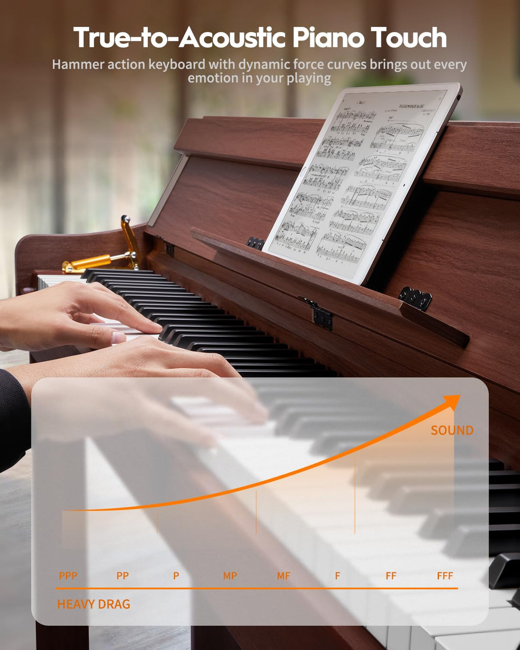 88 Keys Hammer-Action Fully Weighted Digital Piano with Furniture Stand F671374