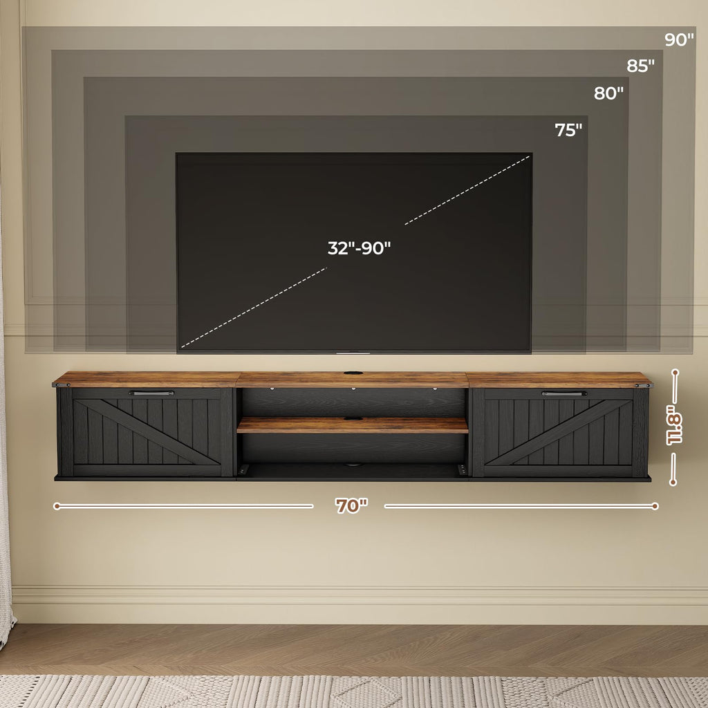 70" Black Floating TV Stand P65733