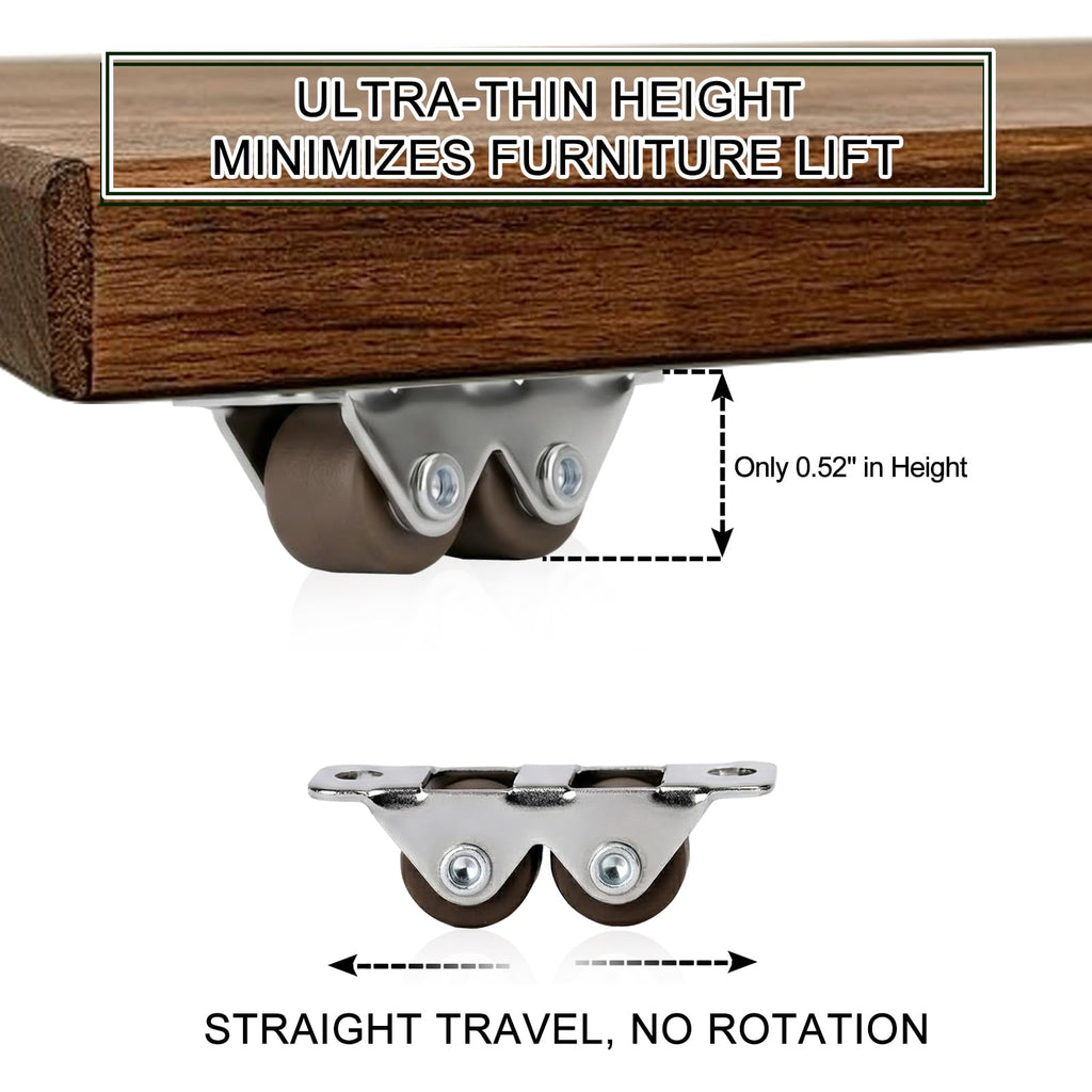 0.5" Dual-Wheel Mini Caster Wheels, 8-Pack D146