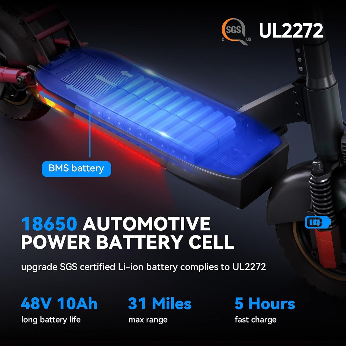 Electric Scooter with Seat 10 inch Off Road Foldable D962954