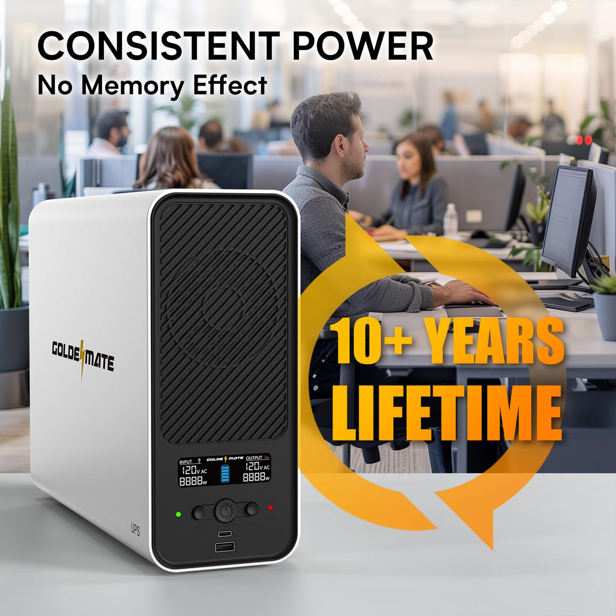 White 1500VA/1000W Lithium UPS Battery Backup & Surge Protector D20349