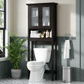Over Toilet Storage Cabinet with Glass Doors and Adjustable Shelf N7517