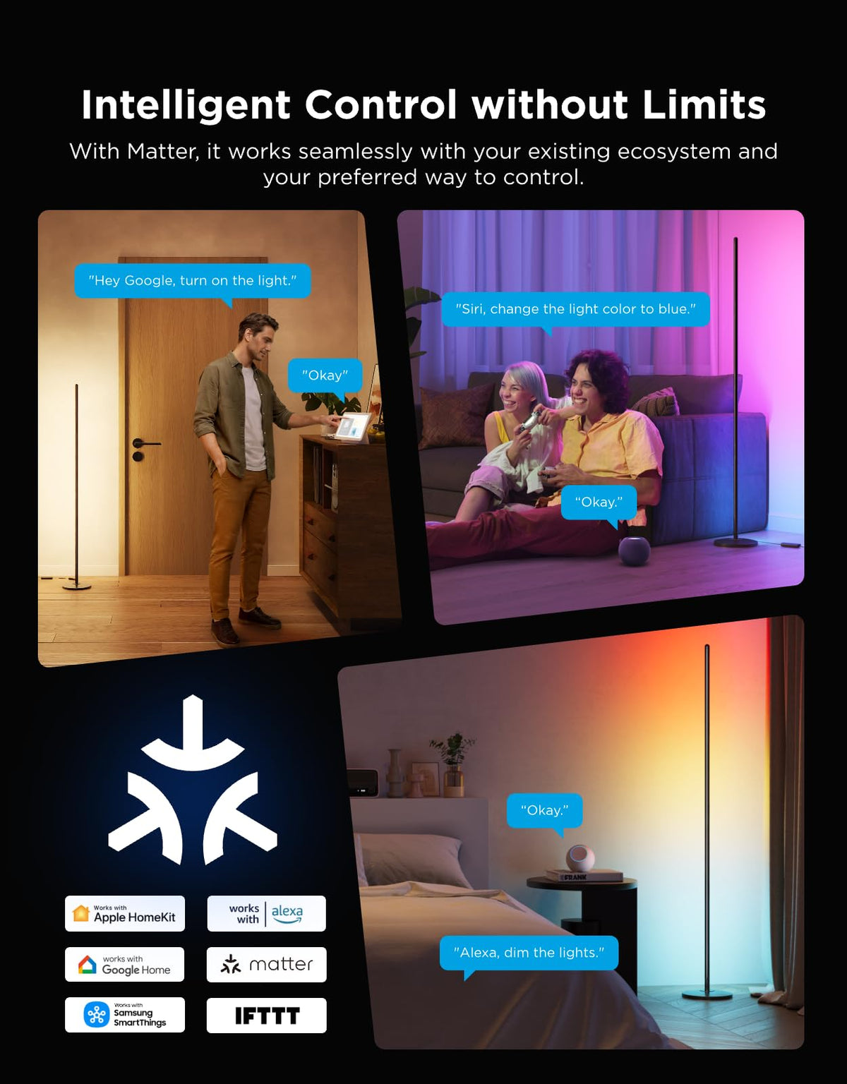 Black RGBIC LED Floor Lamp K8499