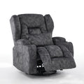 Velvet Gray Swivel Rocker Recliner Chair with Cup Holders Y615