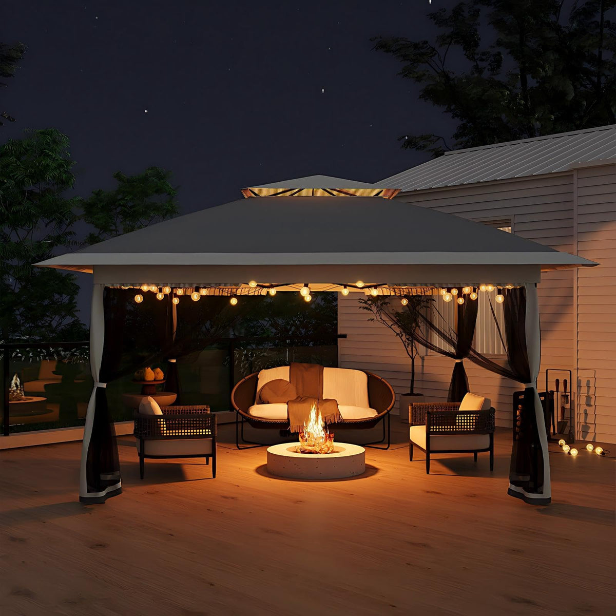 13x13FT Pop Up Gazebo with Mosquito Netting, Grey A858