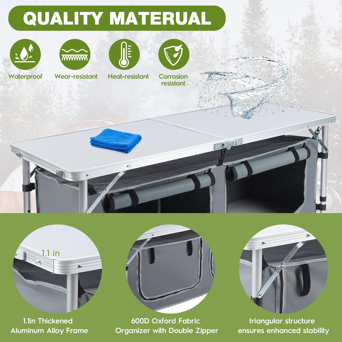 Folding Camping Table with Storage Organizer W239