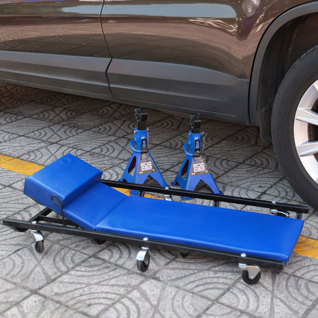 40" Padded Mechanic Creeper with 6 Casters, Blue A3238
