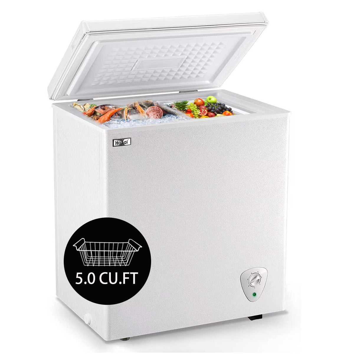 5.0 Cu.Ft White Chest Freezer with Removable Basket I2336
