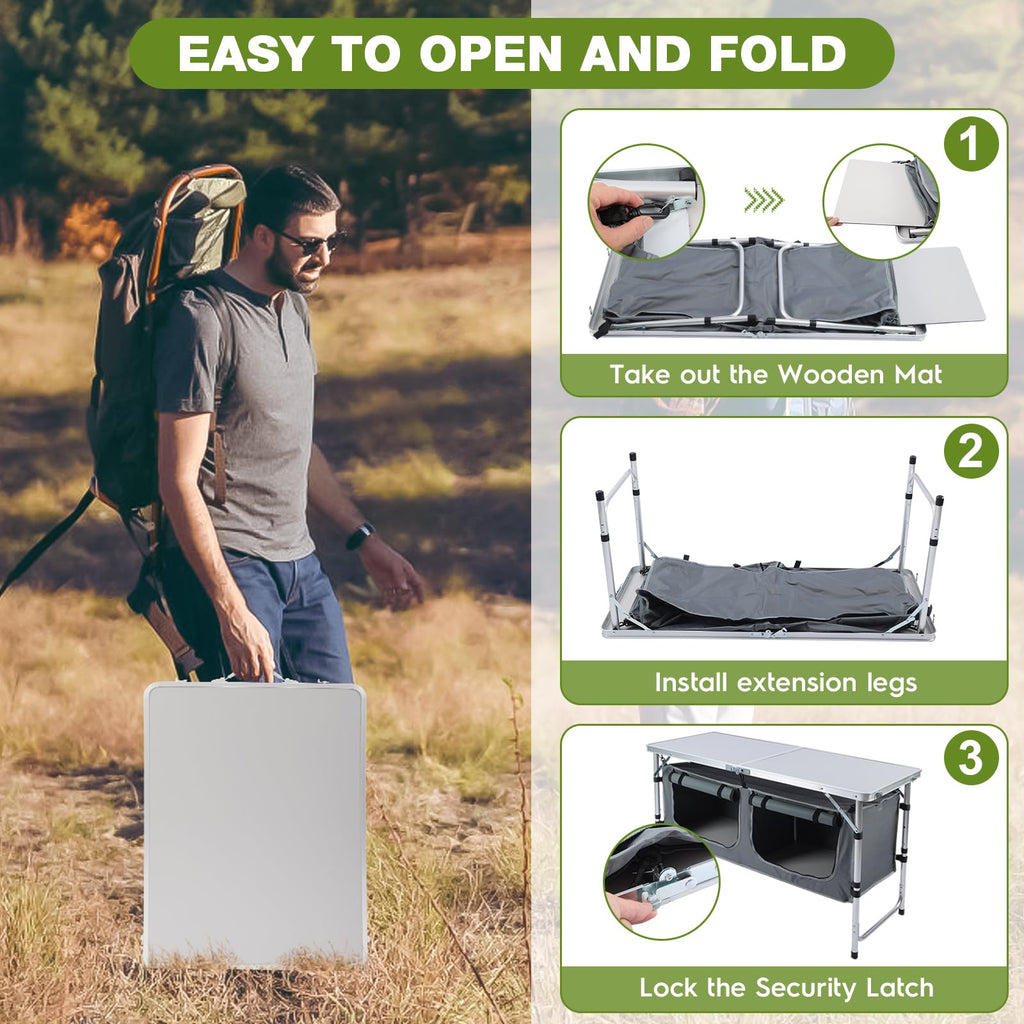 Folding Camping Table with Storage Organizer W239