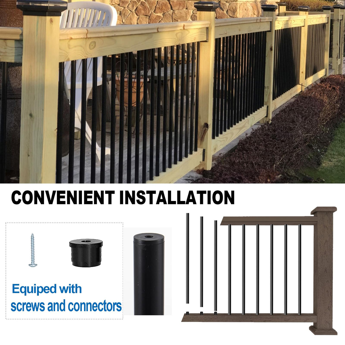 101 Pack 36" Round Black Aluminum Deck Balusters C7779