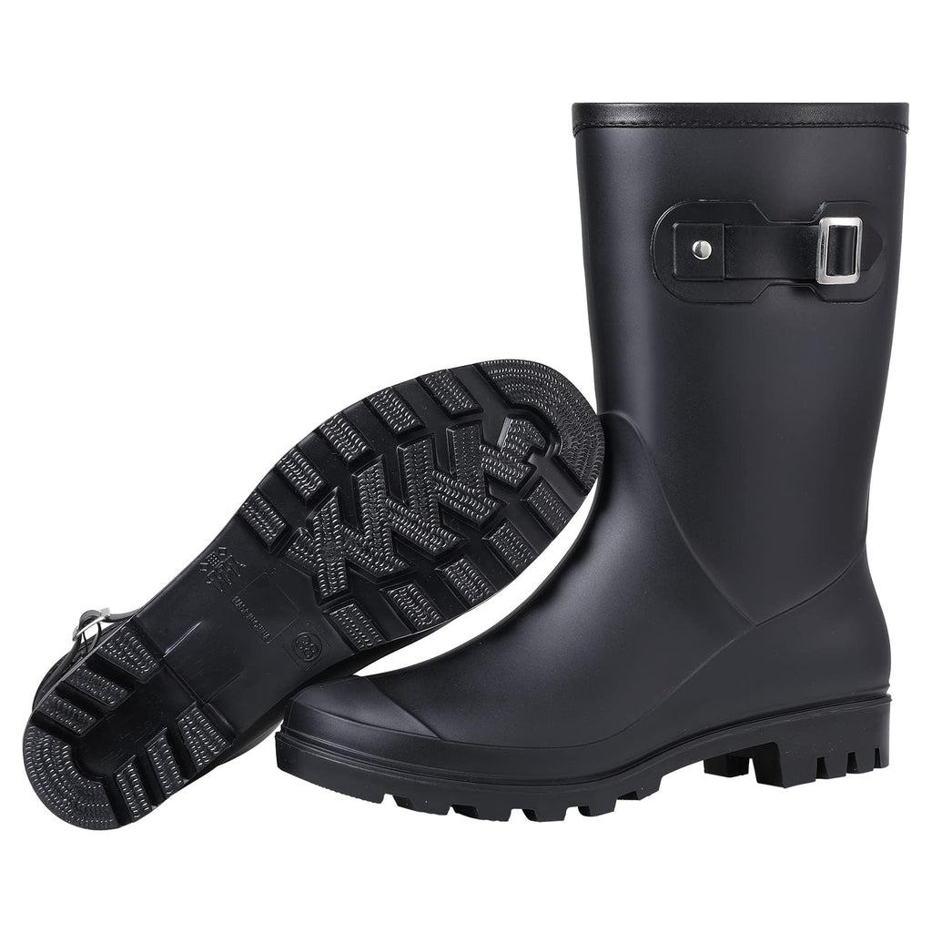 Mid Calf Waterproof Rain Boots with Buckle O9115