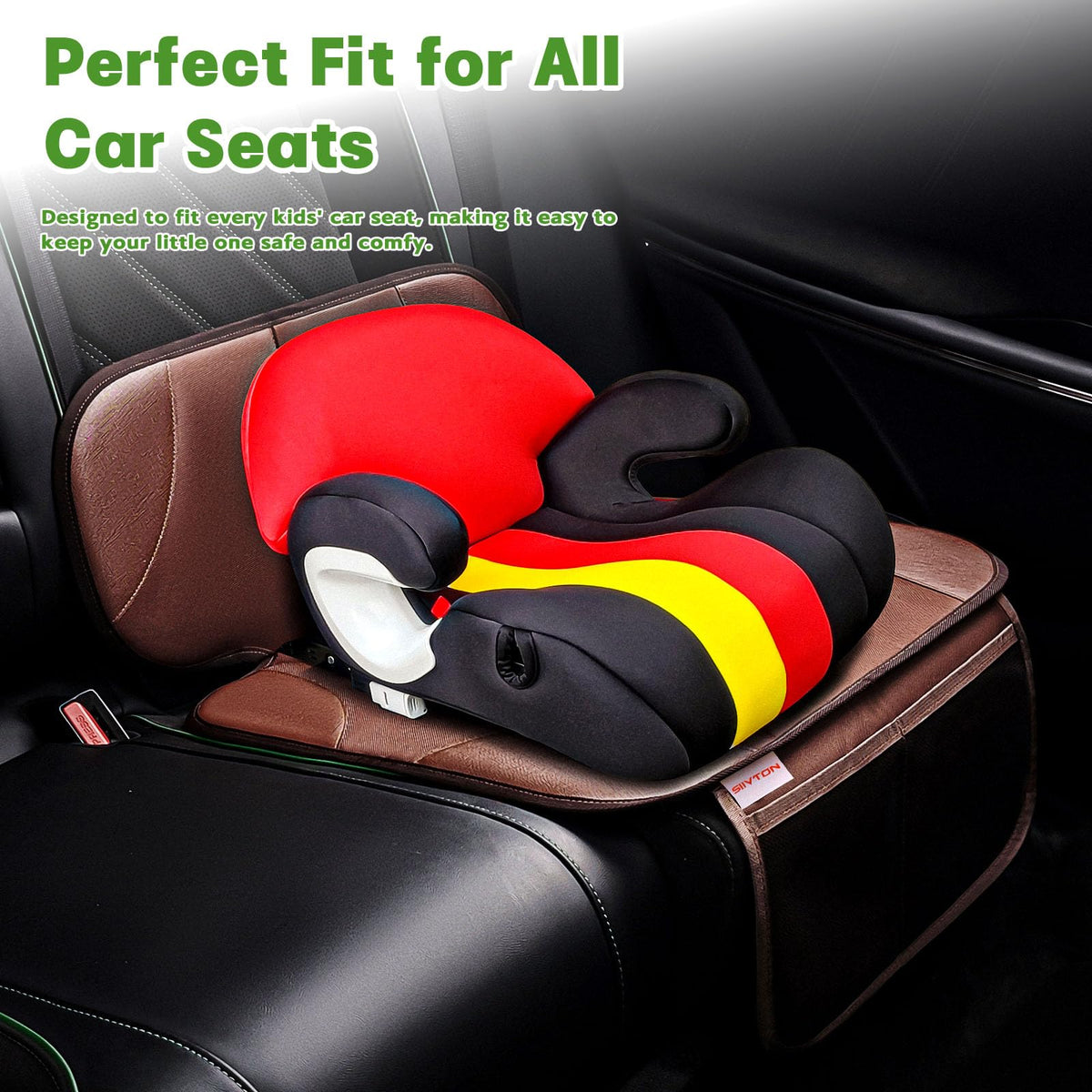 Car Seat Protector with 2 Storage Pockets, Black V3562