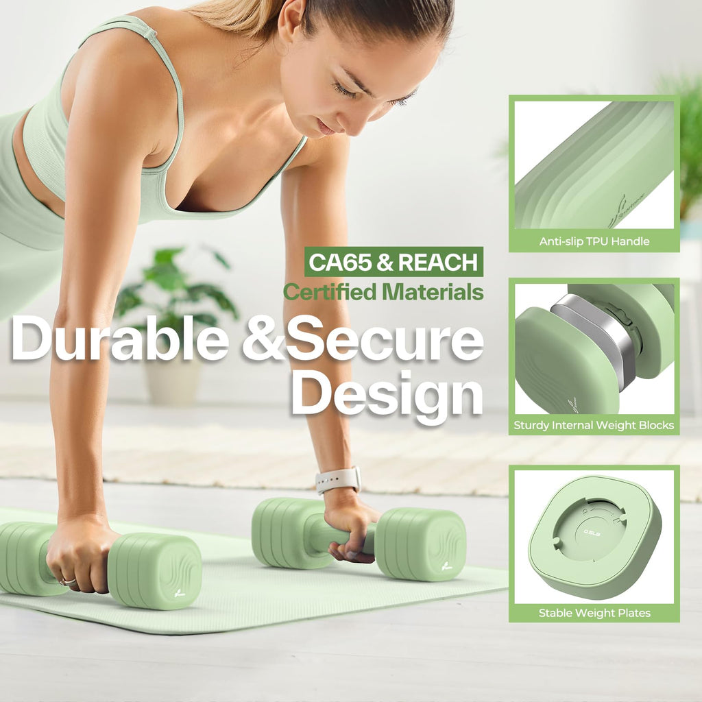 Adjustable Dumbbell Set of 2, 4 in 1 Free Weights with Soft Rubber Handle U165307