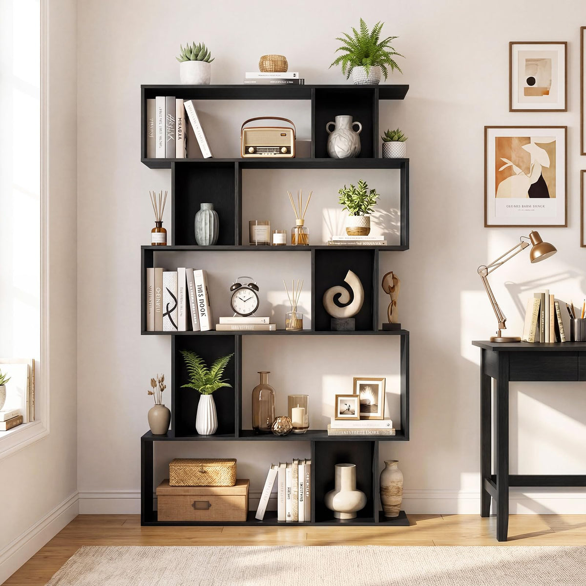 5-Tier 10-Cube Black Bookshelf A37285