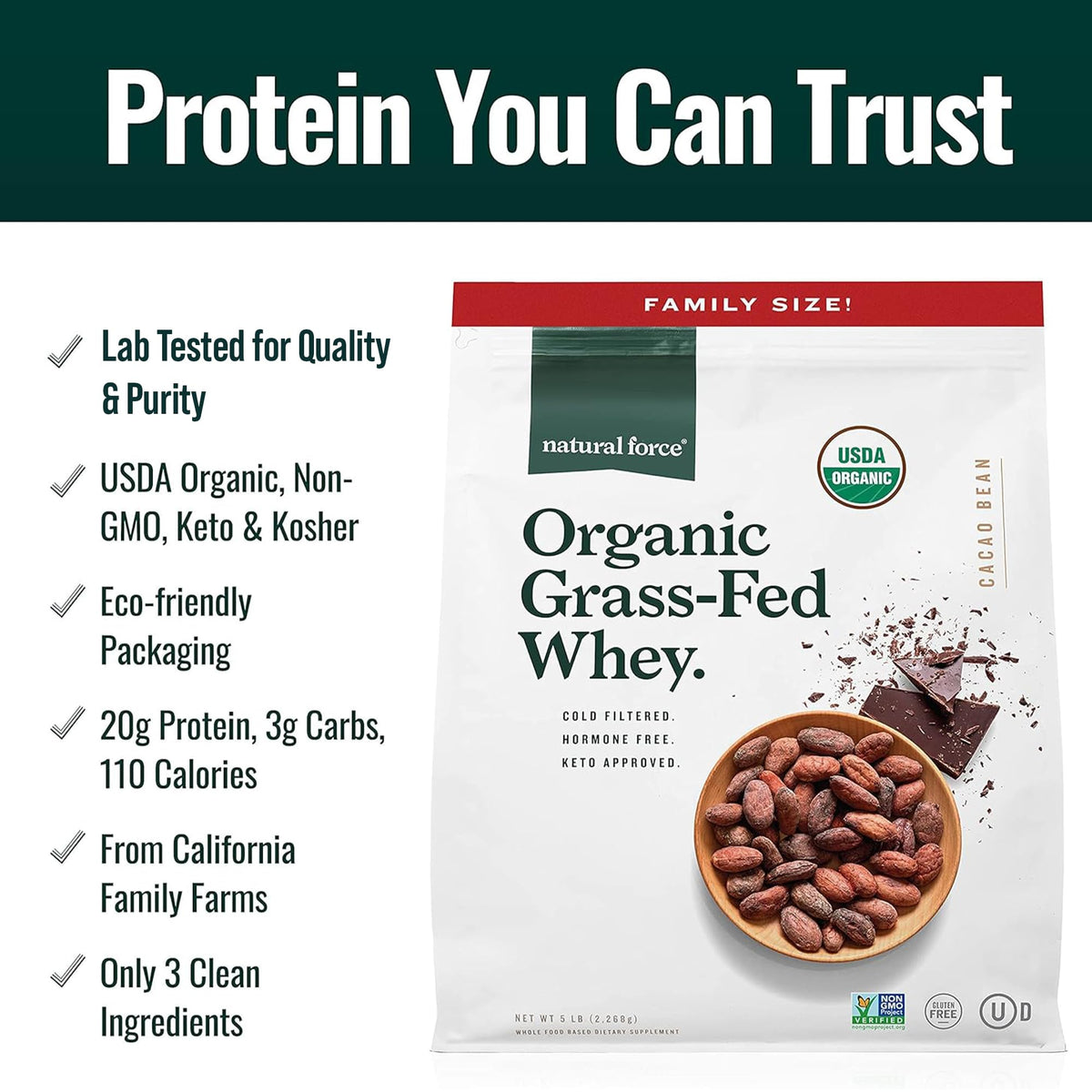 Chocolate Whey Protein Powder, 5 lbs J124