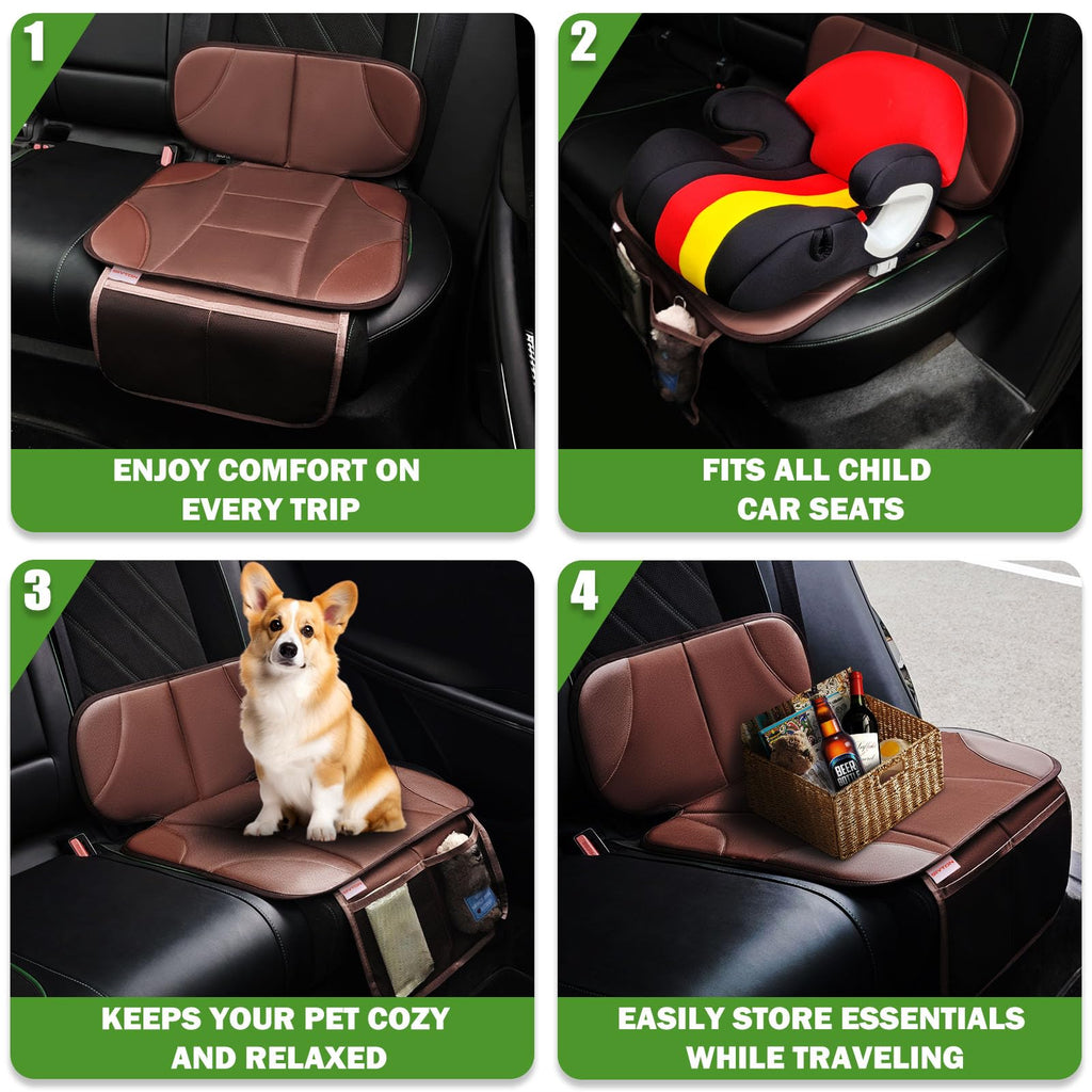 Car Seat Protector with 2 Storage Pockets, Black V3562