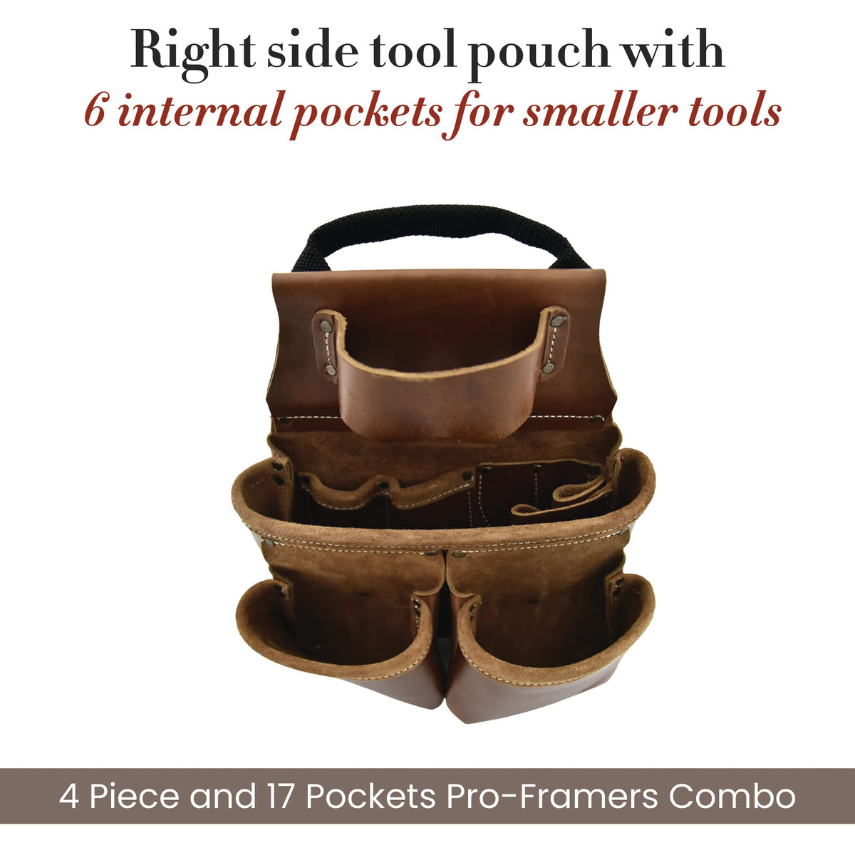 Leather 4 Piece Tool Belt Set with 17 Pockets B798263