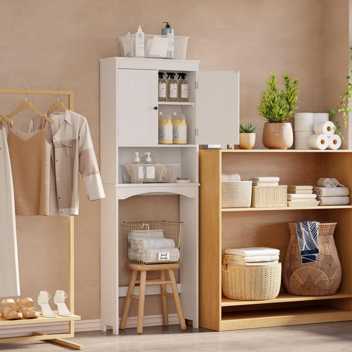 Over the Toilet Storage Cabinet with Adjustable Shelf, White V63898