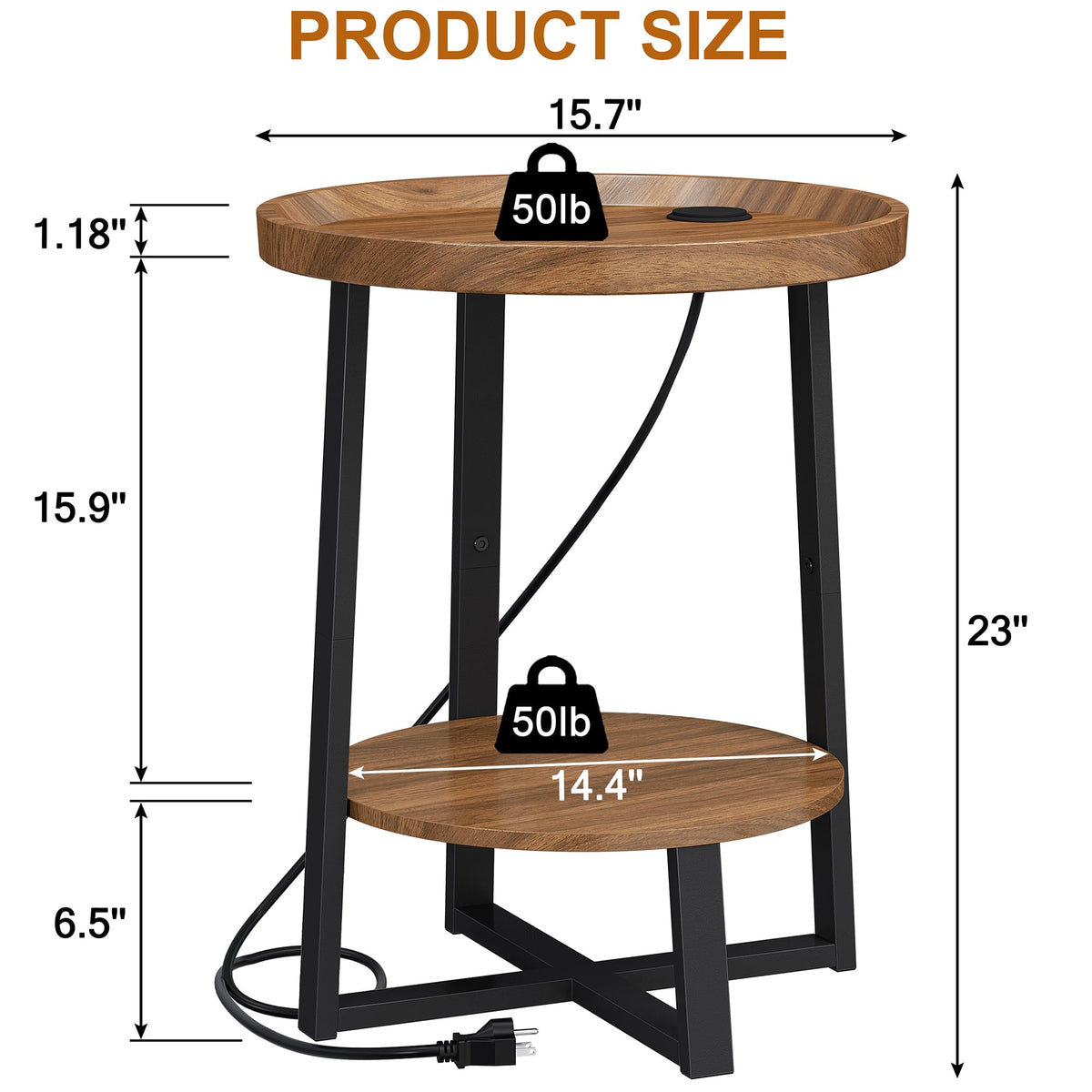 Round Side Table with Charging D373110