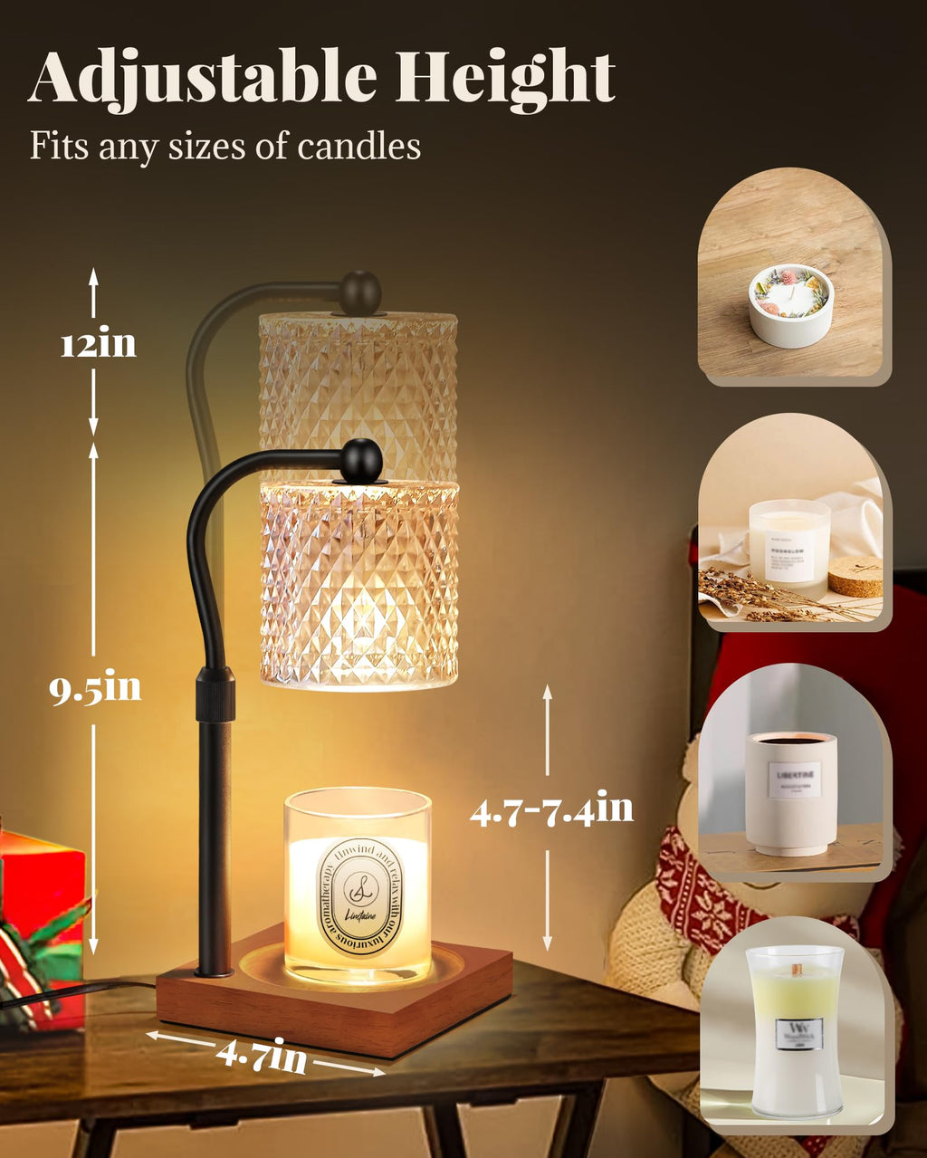 2 Pack Candle Warmer Lamp with Timer Dimmer Adjustable Height D778256