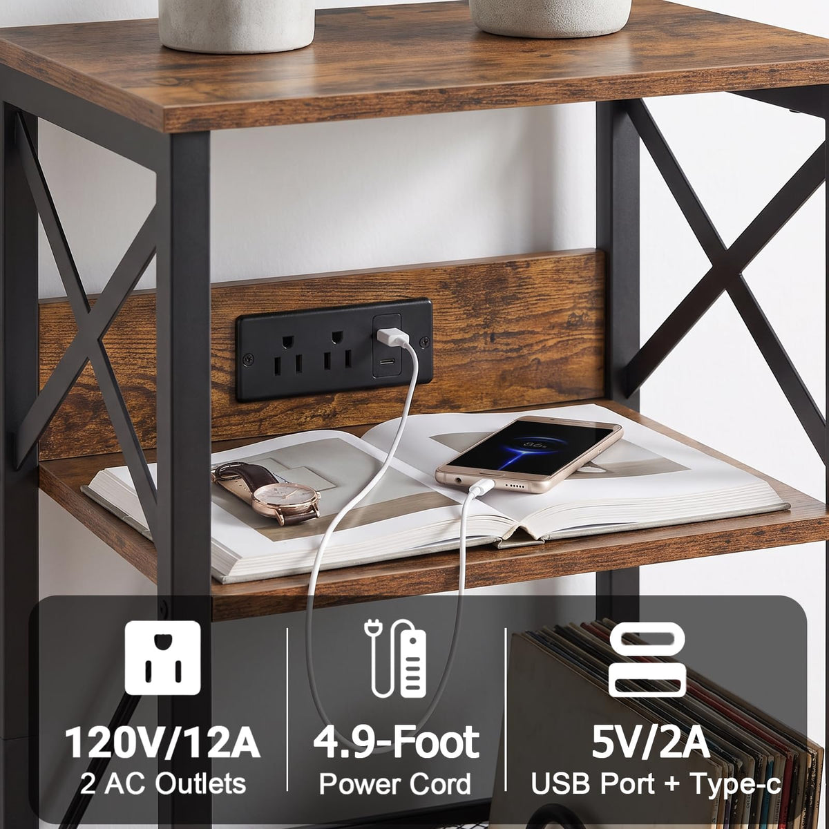 Record Player Stand with Charging Station N748446