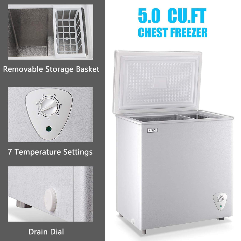 5.0 Cu.Ft White Chest Freezer with Removable Basket I2336