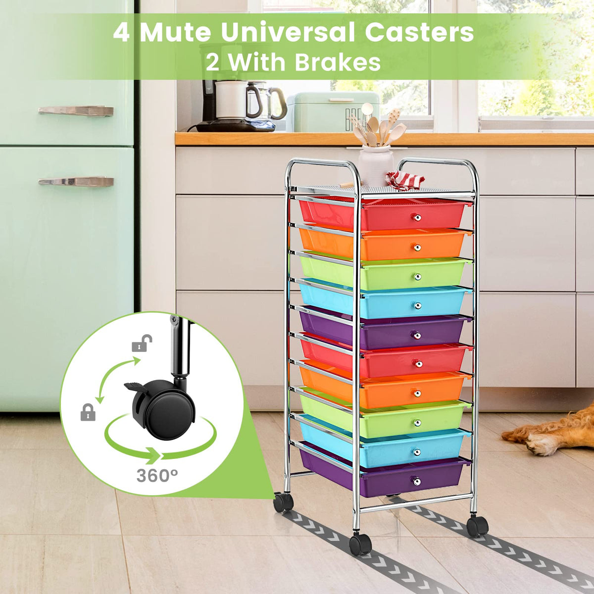 10 Drawer Rolling Storage Cart C708007