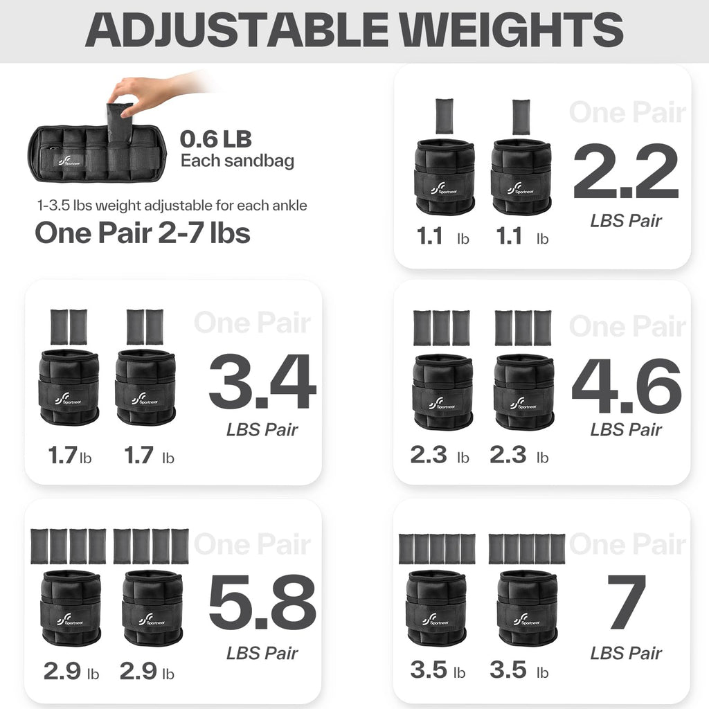 Adjustable Ankle Weights 2-7 lb per Pair G182