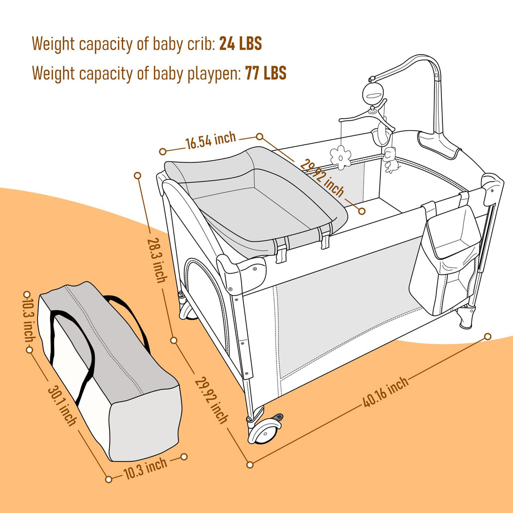 5-in-1 Convertible Baby Crib Bassinet Playpen O5785