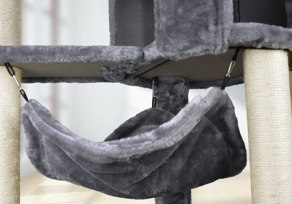 Grey Cat Tree with Cat Condo and Hammock W5753
