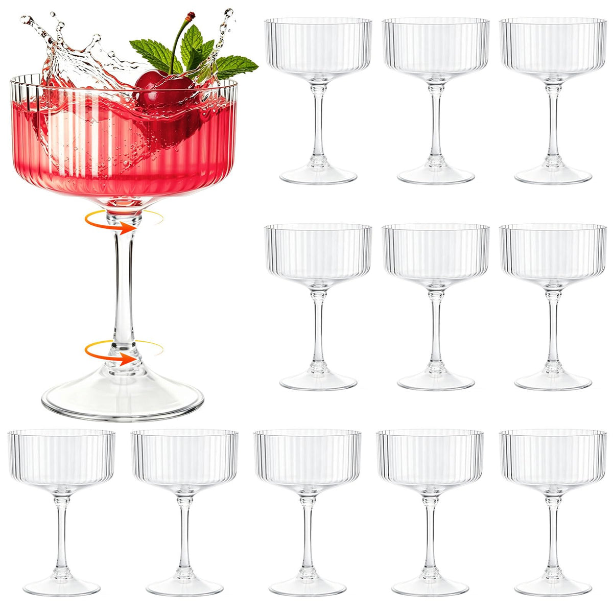12 Pcs 10oz Plastic Martini Glasses O77235