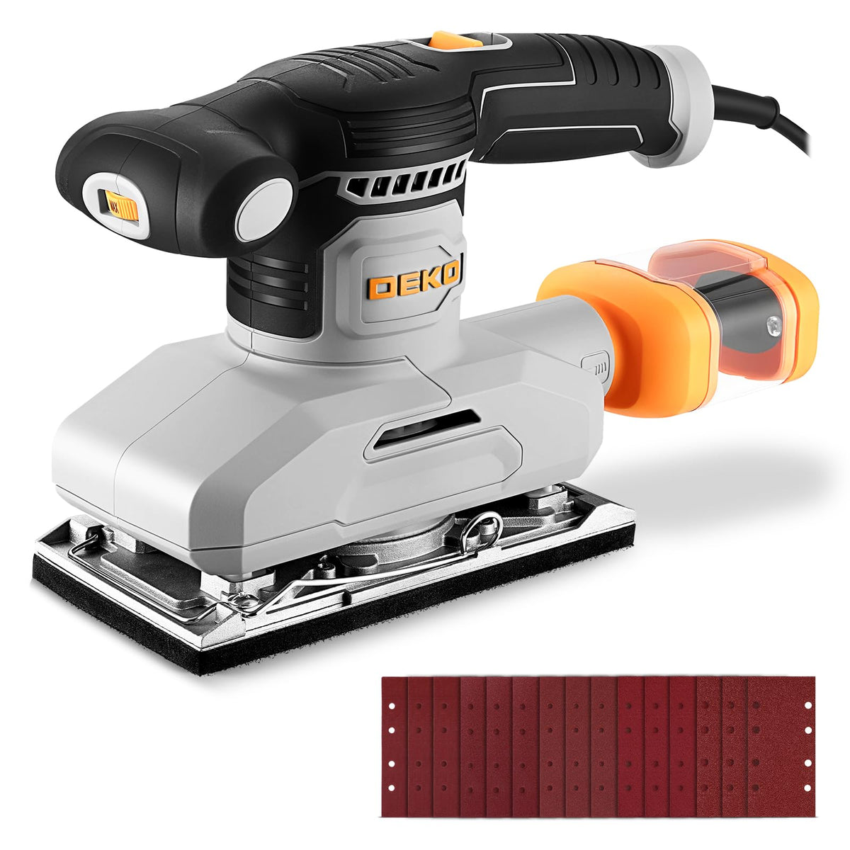 1/3 Sheet Palm Sander with 15 pcs Sandpaper and Dust Box U6462