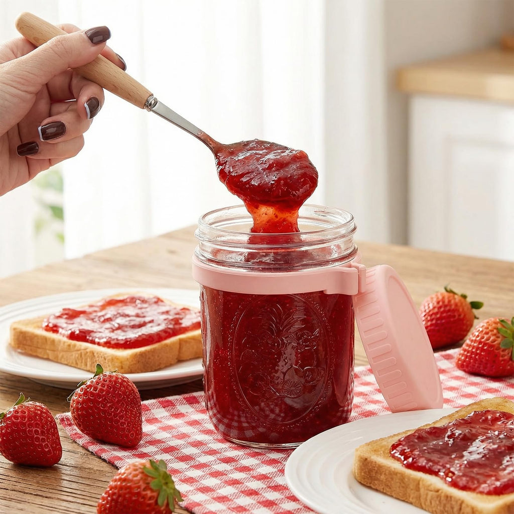16oz 6-Pack Wide Mouth Glass Mason Jars with Airtight Lids V1386