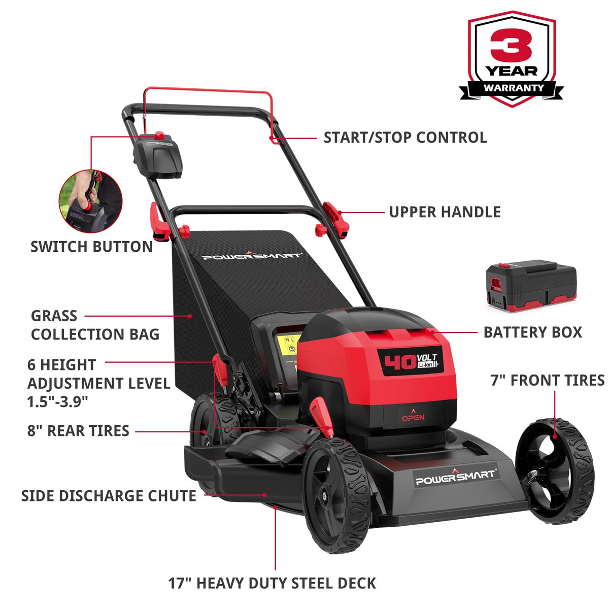 Electric Cordless Lawn Mower 17" 40V N12333