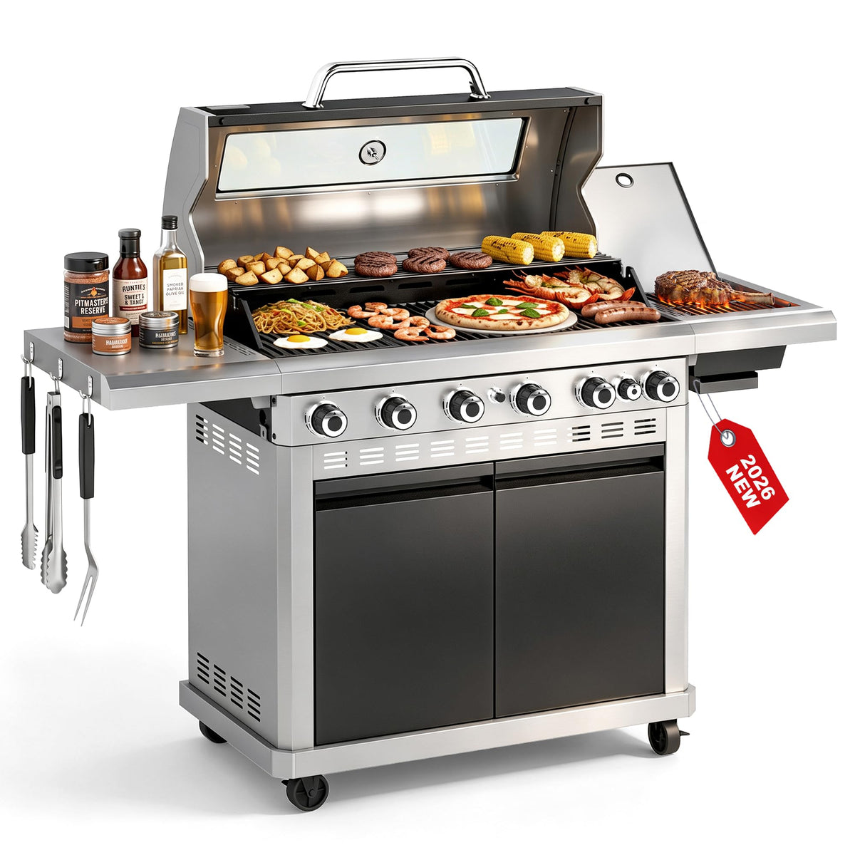 6 Burner Propane Gas Grill with Infrared Side Burner D97781