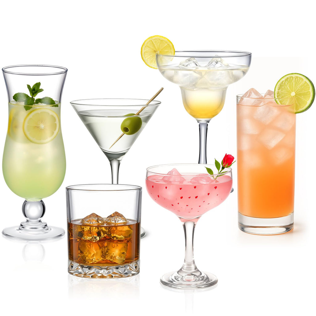 6 Set Cocktail Glasses Mixed Drinkware M6960