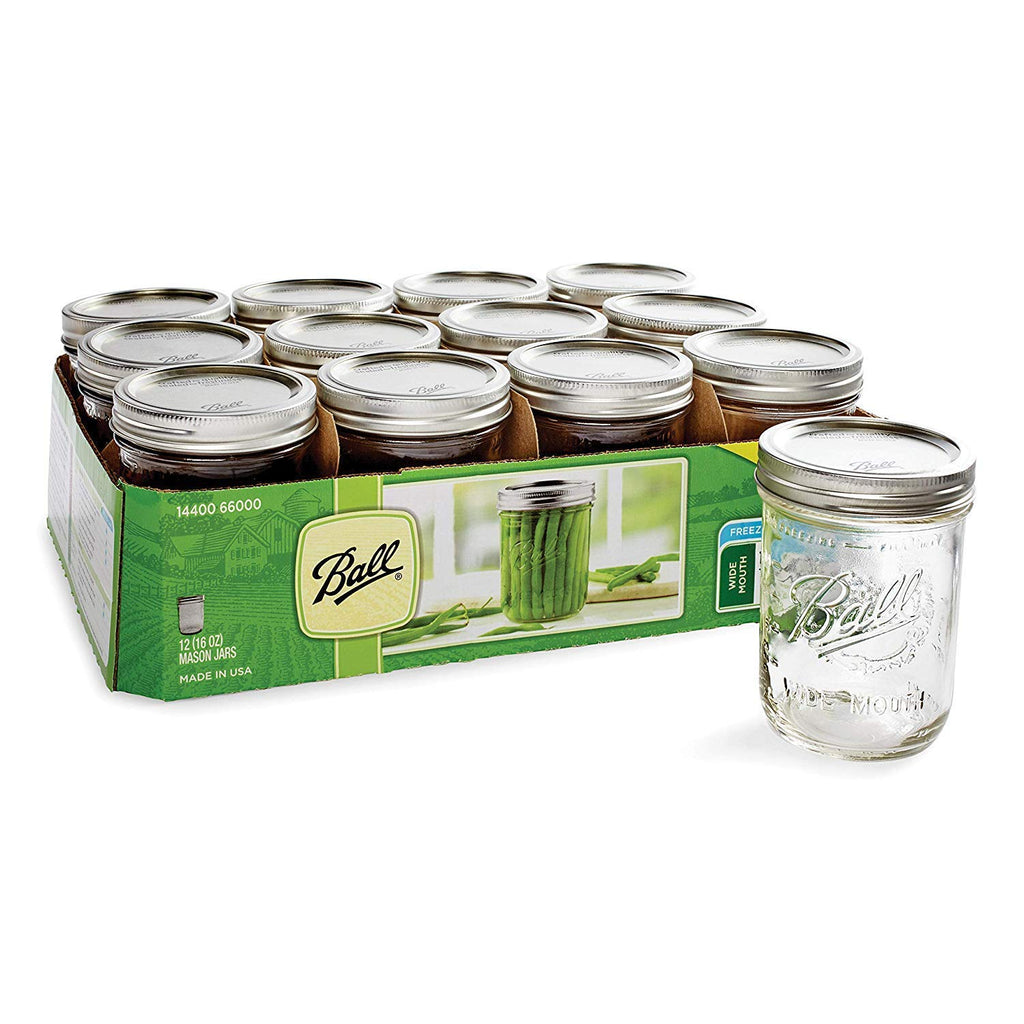 16-Ounce Glass Mason Jar with Lids and Bands, 12-Count K903698