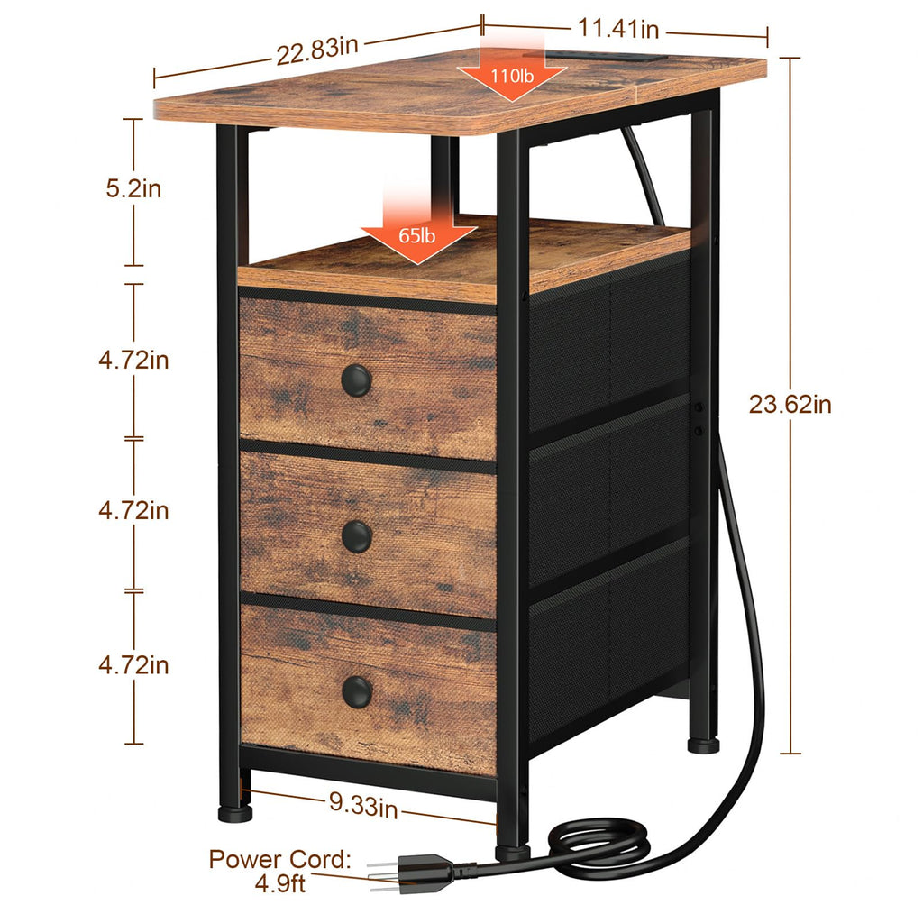 Narrow Side Table with Charging Station F325880