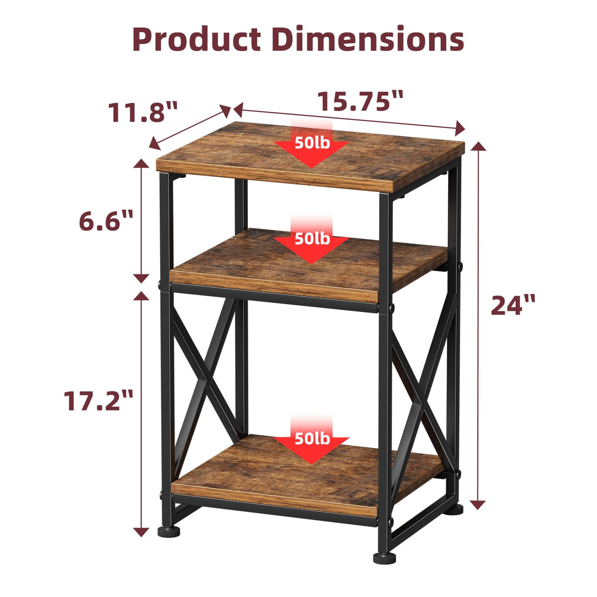 3 Tiers Open Shelves Side Table X633