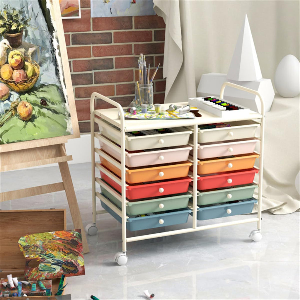 12 Drawer Rolling Storage Cart with Wheels W852